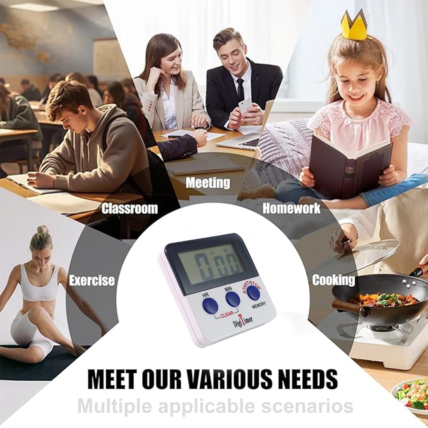 Digital Kitchen Timer with Alarm | Stop Watch Timer for Kitchen | Kitchen Timer with Magnetic Stand |Timer Clock for Study