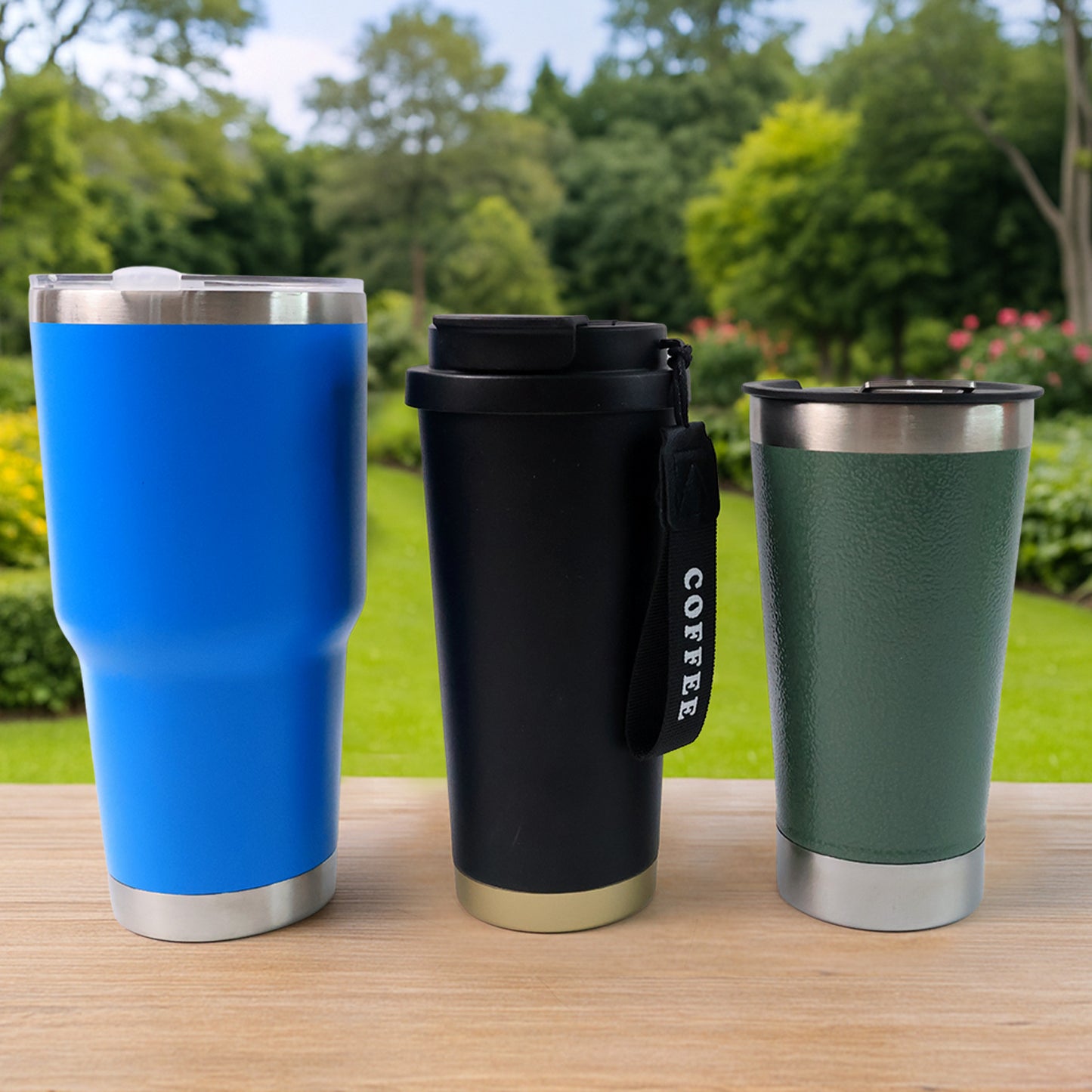 Premium Assorted Metal And Plastic Travel Mug Tumbler Cup (1 Pc Mixed Design)