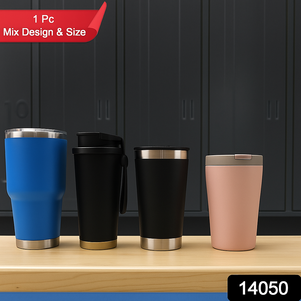 Premium Assorted Metal And Plastic Travel Mug Tumbler Cup (1 Pc Mixed Design)
