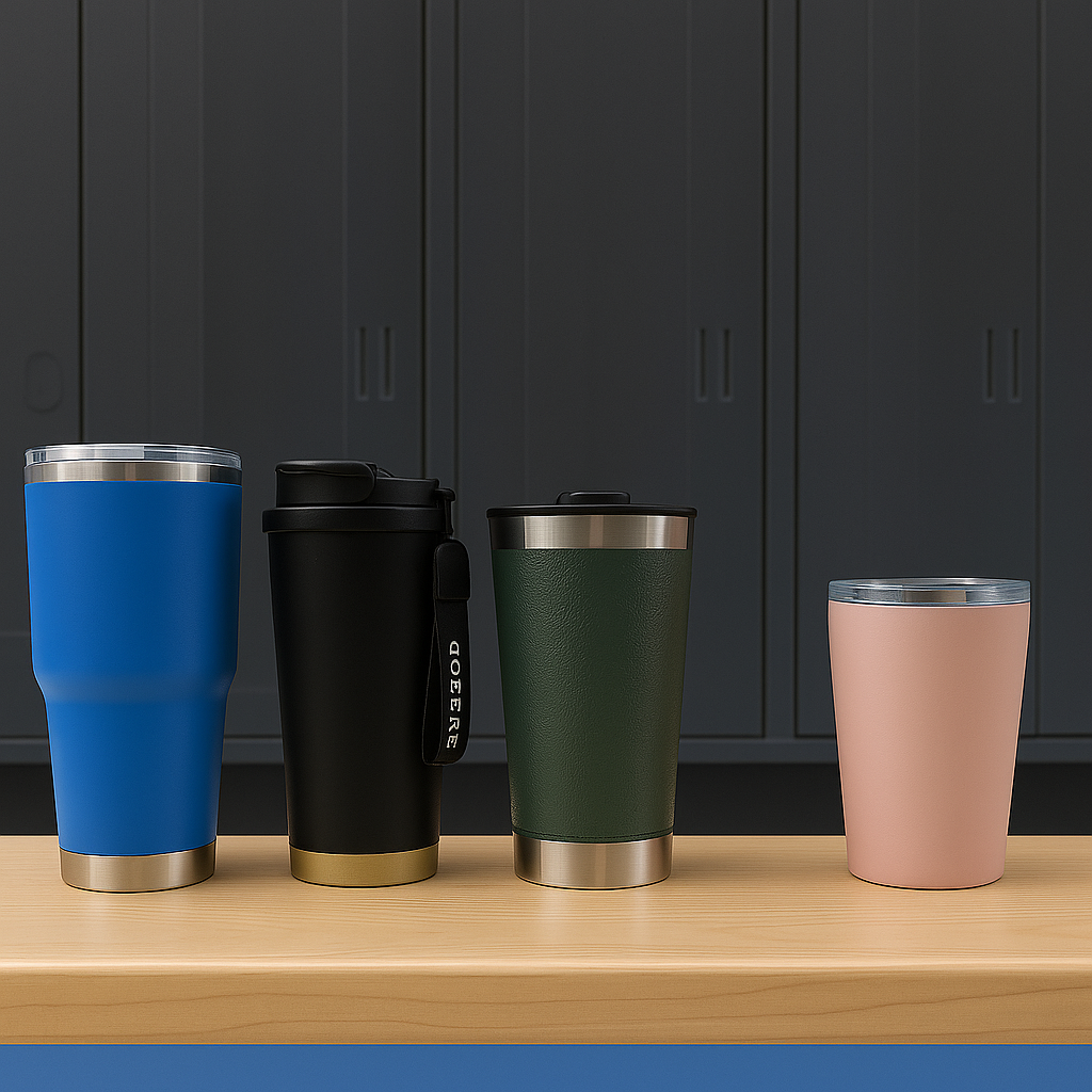Premium Assorted Metal And Plastic Travel Mug Tumbler Cup (1 Pc Mixed Design)